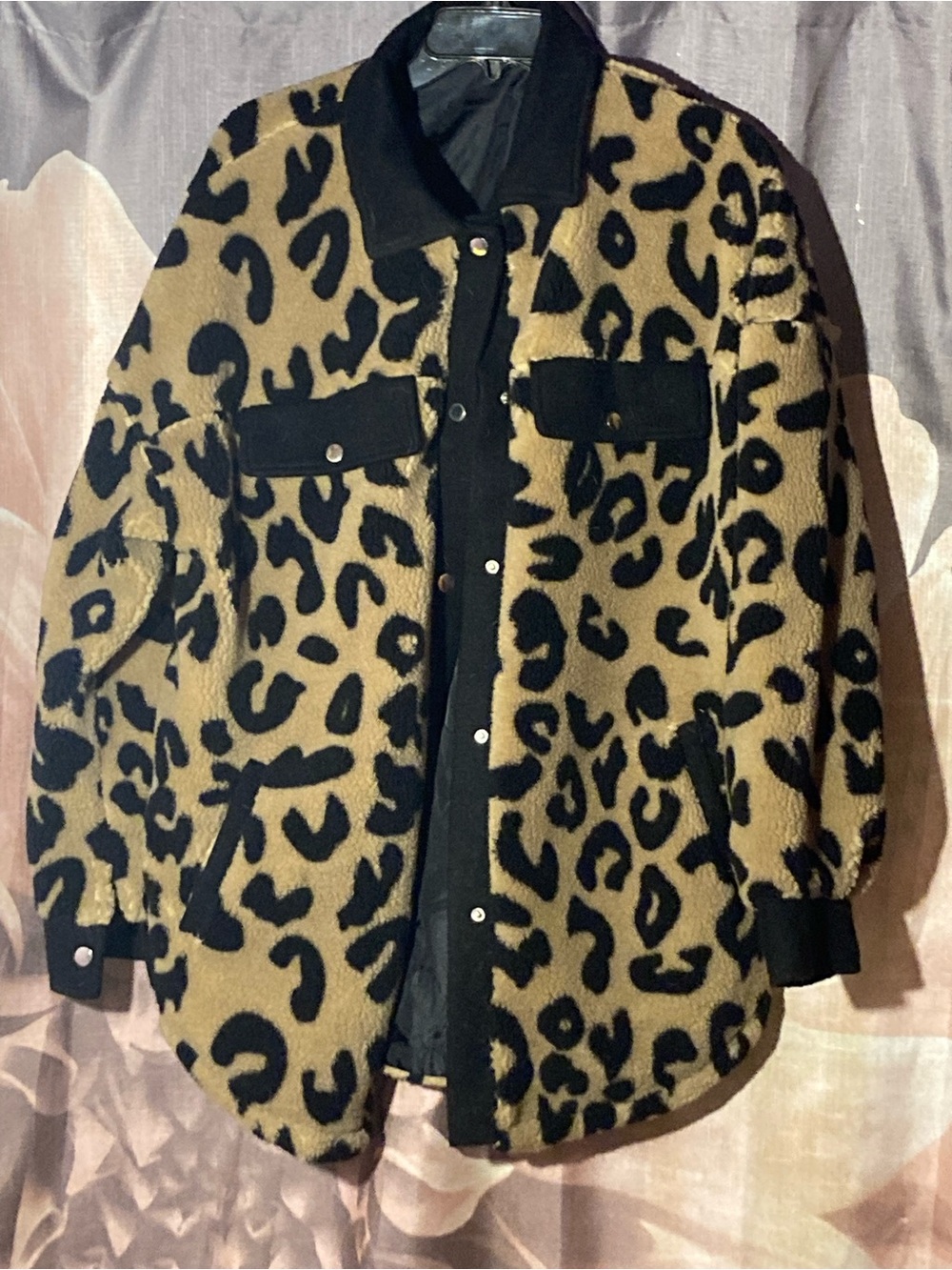 Source Unknown Leopard Teddy Jacket - Tan & Black
